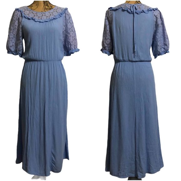 H&M Dresses & Skirts - H&M cottagecore lace embellished periwinkle dress